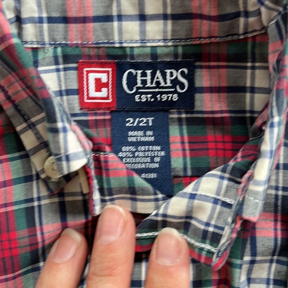 Boys 2T Dress Outfit Champs Plaid Button Up Shirt and Austin Navy Khaki Pants - Picture 4 of 9